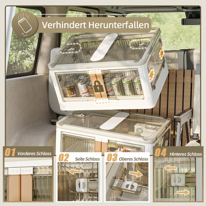 NETEL Faltbare Stapelbox mit Rollen – 4er-Set 100L Transparent