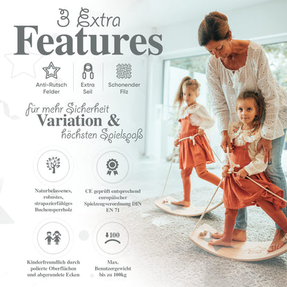 Kids Woody Star Balance Board Kinder Wackelbrett Holz 80x30cm