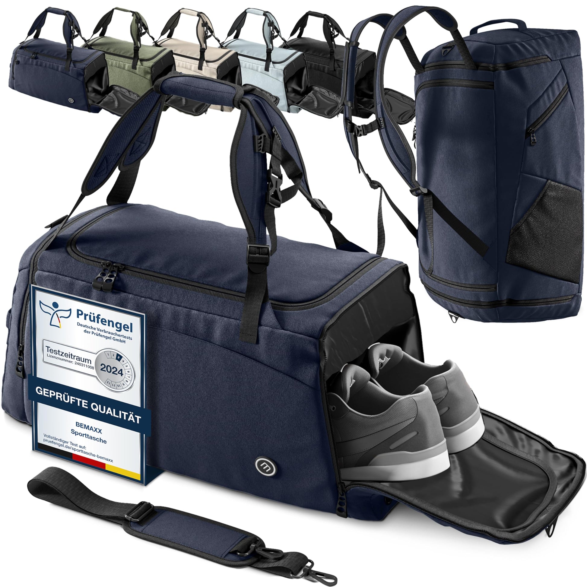 BeMaxx Sporttasche BLU60 mit Rucksackfunktion, 60 L, Blau, wasserabweisendes Polyestergewebe