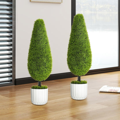 HOMCOM 2er-Set Zypressen Kunstbaum 90cm UV-Schutz