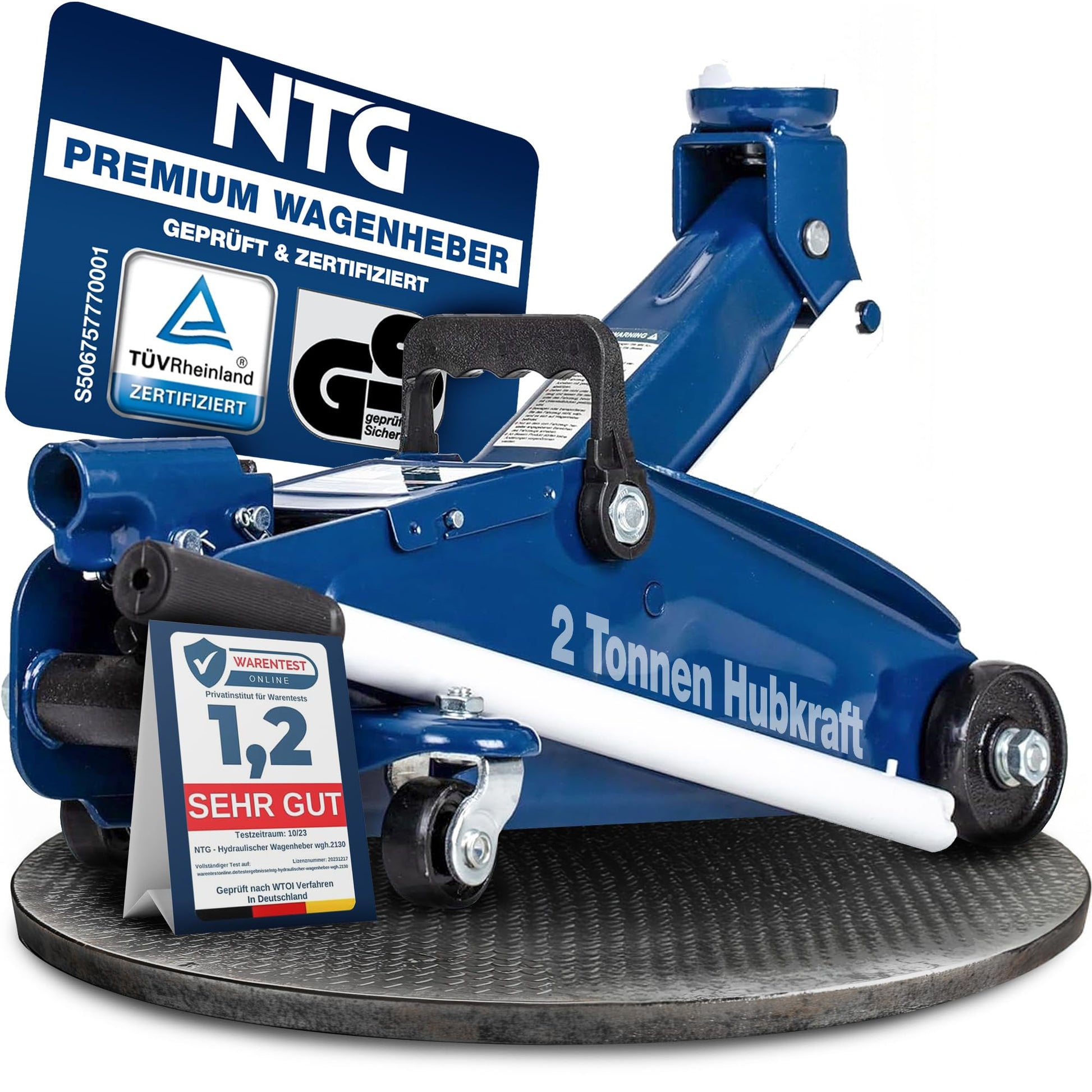 NTG WGH.2130 Rangierwagenheber hydraulisch, 2 Tonnen, 130–330 mm, Stahlkonstruktion zum Anheben von PKW