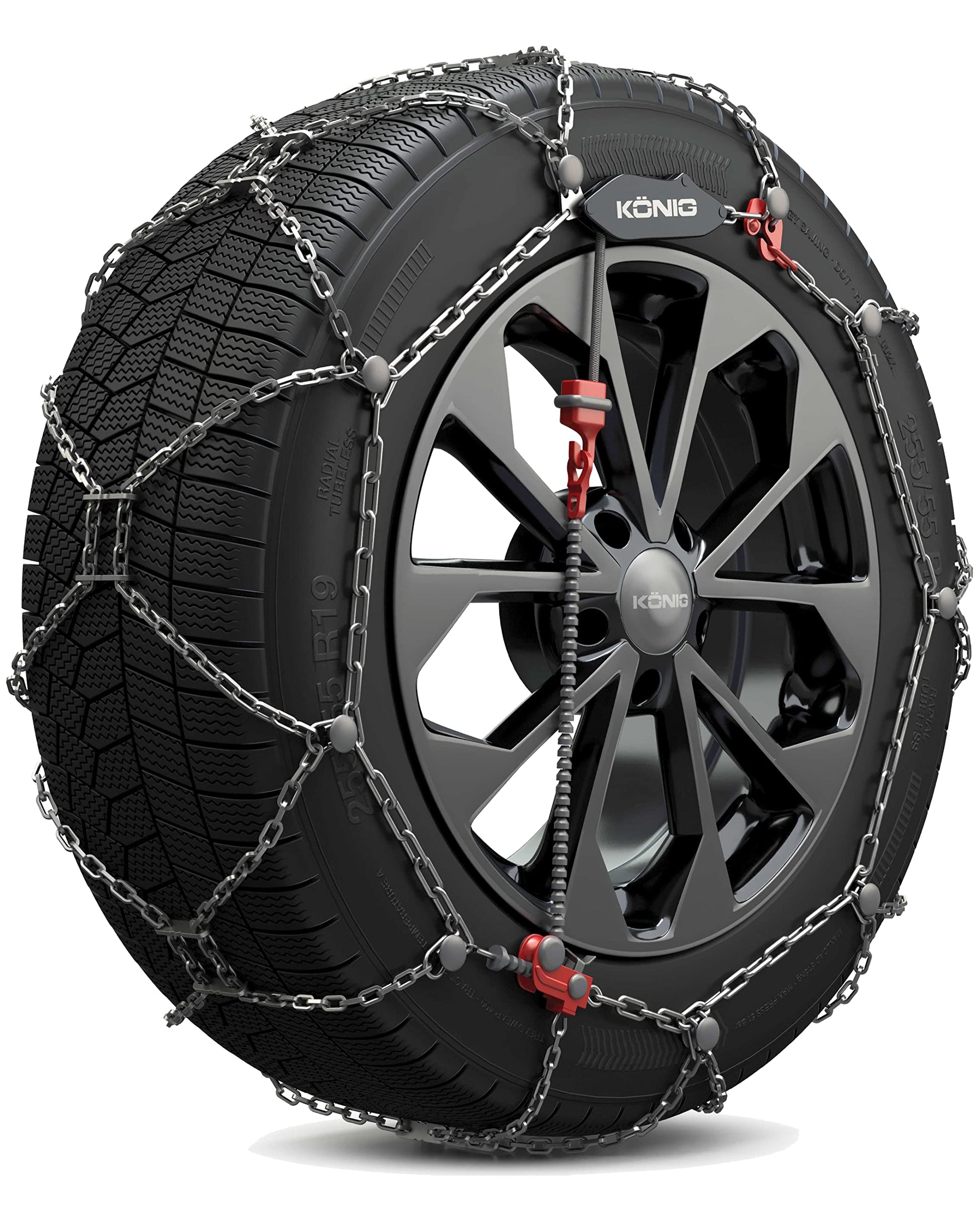 KÖNIG XG-12 Pro Pkw-Schneeketten - Grösse 210: Metallene Ketten für verbesserte Traktion von Pkw auf Schnee und Eis.
