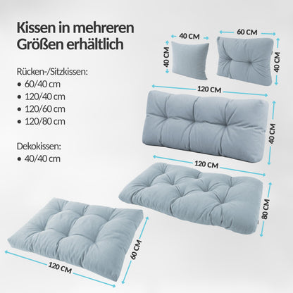 POKAR Palettenkissen Set 2-teilig Sitzkissen + Rückenkissen Anthrazit