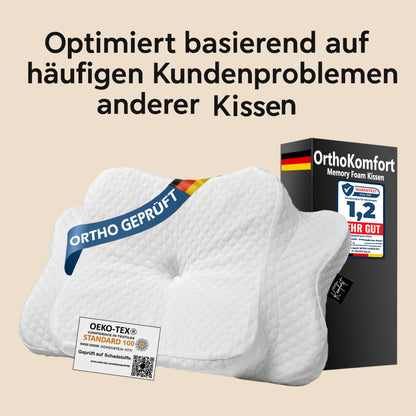 OrthoKomfort® Memory Foam Nackenstützkissen Orthopädisch - Weiss