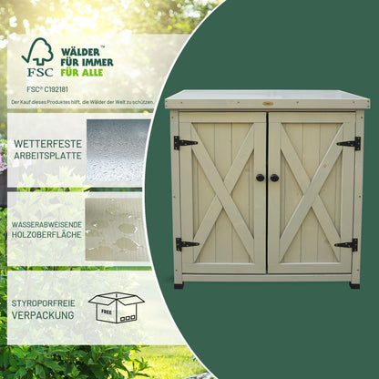 HABAU Laura Gartenschrank wetterfest Massivholz - Grau lasiert