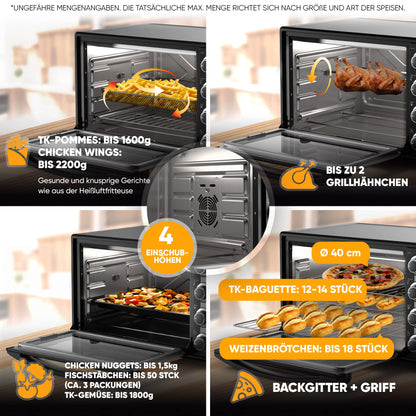 Stillstern CYCLONE PRO+ Minibackofen 60L mit Umluft Airfryer