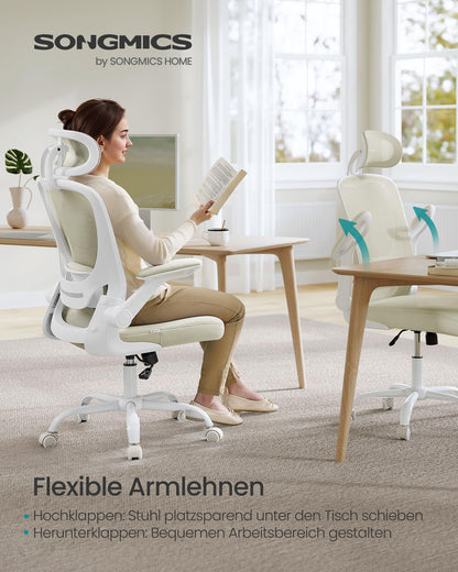 SONGMICS OBN047K01 Ergonomischer Drehstuhl - Cappuccinobeige