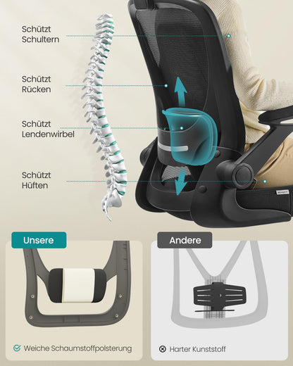 SONGMICS OBN047B01 Bürostuhl - Ergonomisch, Tintenschwarz
