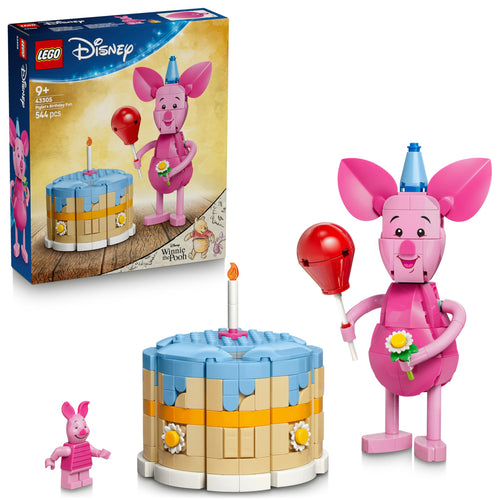 LEGO Disney Winnie Puuh Ferkels Geburtstagsspass Bauset 43305, bewegliche Ferkel-Figur mit aufklappbarer Geburtstagstorte