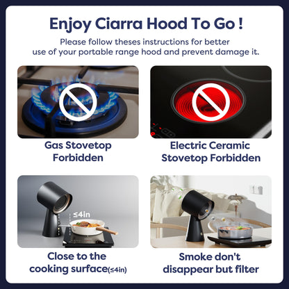 CIARRA HOOD TO GO CBPHB01 Tischhaube Umluft – Schwarz