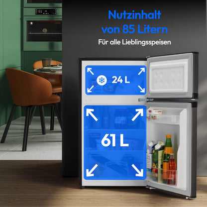 MEDION Mini Kühl-Gefrierkombination MD 37689, 85 l, grau