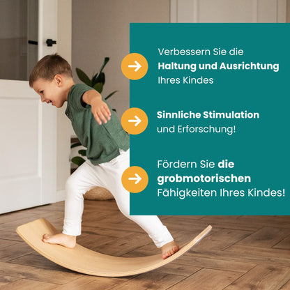 MEOWBABY Balance Board Kinder Montessori 80x30cm Grau