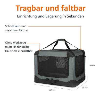 Amazon Basics Reisezwinger faltbar mit 4 Türen, Grösse L, grau