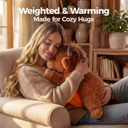 Mewaii Highland Cow Plüschtier mit Wärmekissen, gewichtet 2,3 kg