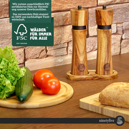 ninetyfive® Salz- & Pfeffermühlen Set Akazienholz 21cm