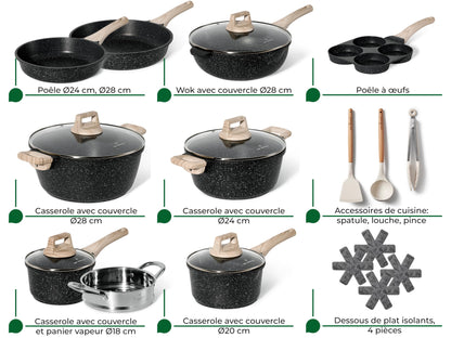 JUST PERFECTO Induktions Kochgeschirr Set - 21-teilig Schwarz