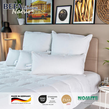 BEFA NATUR Daunenkissen 3-Kammer Kopfkissen 80x80 cm (2er Set)