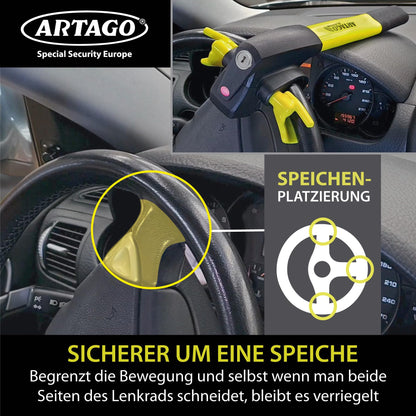ARTAGO 870 Lenkradkralle mit Alarm 120dB – Diebstahlsicherung