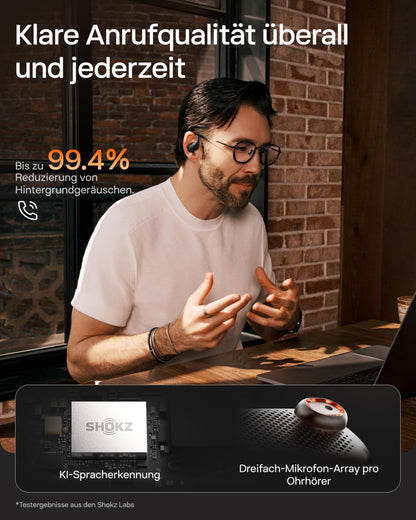 SHOKZ OpenFit Pro Open-Ear-Kopfhörer, Bluetooth 6.1, schwarz