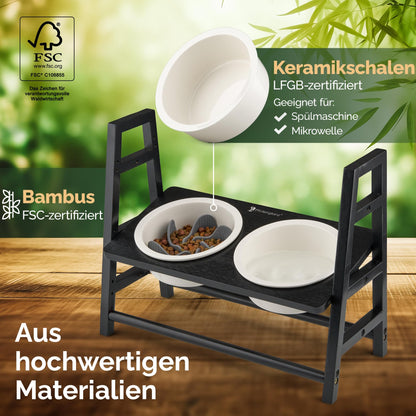 Pfotenglanz Hundenapf erhöht – Keramik Napfset Antischling