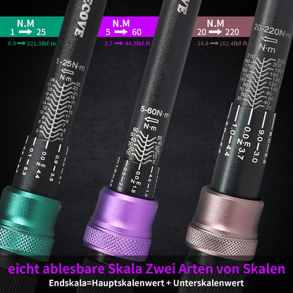 UYECOVE Drehmomentschlüssel Set 3-teilig 1/4" 3/8" 1/2"