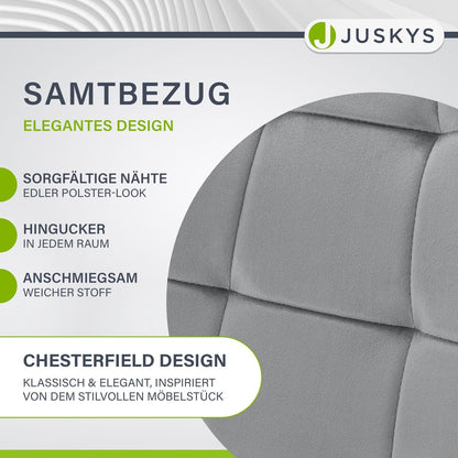 Juskys Blanca Esszimmerstühle 4er Set - Samt Hellgrau