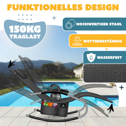KESSER Sonnenliege Relaxliege ergonomisch mit Kopfkissen, anthrazit