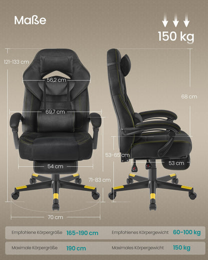 SONGMICS Gaming-Stuhl OBG077B08 - ergonomisch, tintenschwarz