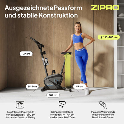Zipro Beat Heimtrainer Ergometer – Magnetisches Fitnessbike
