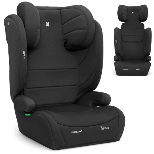 KikkaBoo i-AID Kindersitz i-Size Gr. 2-3 ohne ISOFIX - Schwarz. Schwarzer Rückensitz für Kinder 100-150cm.
