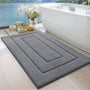 DEXI Badematte rutschfest, Mikrofaser Badteppich, grau, 60 x 110 cm, rechteckig, für Dusche und Badewanne