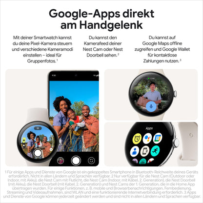 Google Pixel Watch 3 Android Smartwatch - 41mm LTE Silber poliert