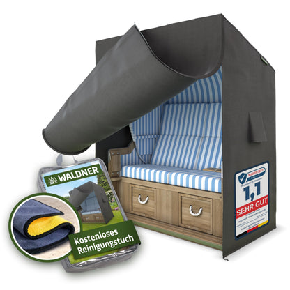 WALDNER Strandkorb Schutzhülle Oxford 600D, 155 x 90 x 160 cm, grau – wasserdichte Abdeckung