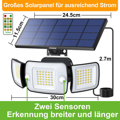 INTELAMP Solar-Strahler mit Bewegungsmelder, 1200 lm, IP65