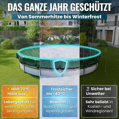 Planenfux® Poolabdeckung rund Ø 700 cm – Solarplane 2-in-1 Ø 820 cm