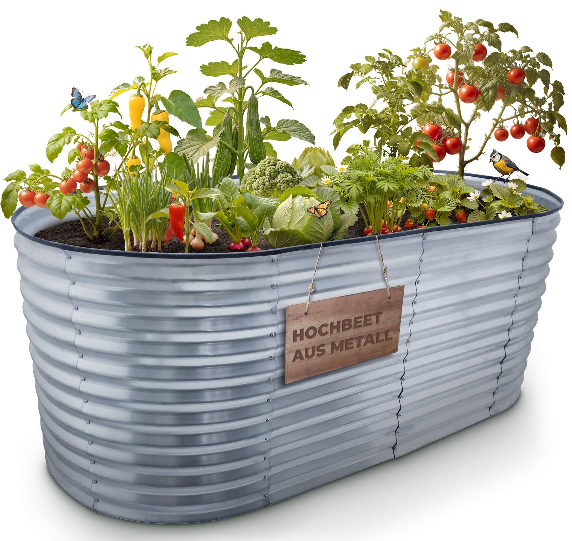 STREND PRO Hochbeet Metall 200x100x80 cm aus verzinktem Stahl für Gemüse, Kräuter und Blumen