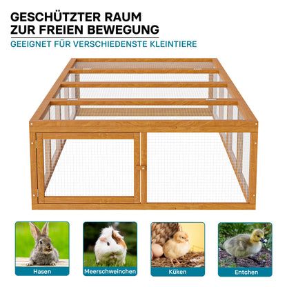 Wiltec XXL Freilaufgehege Holz Kaninchen Hasen - 180x90x48cm