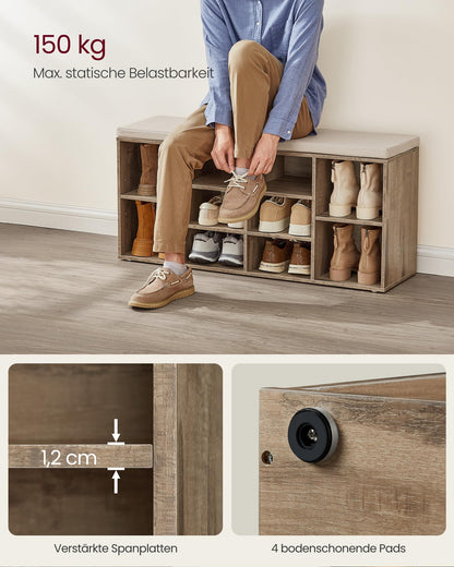 VASAGLE LHS010K02 Schuhregal Sitzbank – Kamelbraun