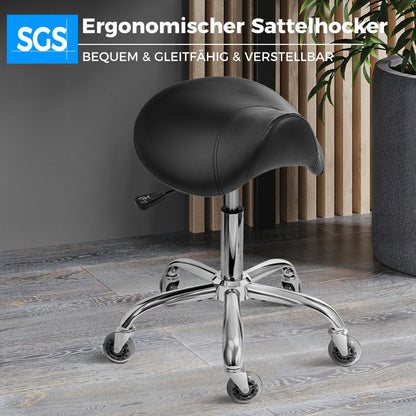 BEWISHOME Sattelhocker mit Rollen, höhenverstellbar, schwarz