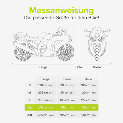 VELMIA Motorradabdeckung Extrem Hitzebeständig – Outdoor, Alle Jahreszeiten