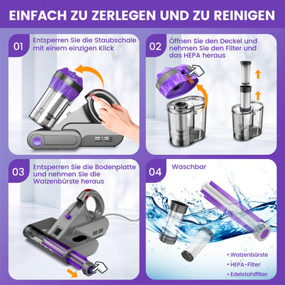 Yassol Milbenstaubsauger für Matratzen – UV-Licht Heissluft