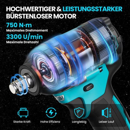 RAYLEEY Akku-Schlagschrauber RM-F01, 18V, 1000 Nm, 1/2 Zoll, Set