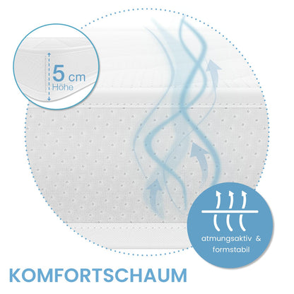 ELONEO Komfortschaum Matratzentopper 120x200 cm, 5 cm Höhe