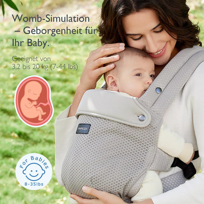 Momcozy Atmungsaktive Ergonomische Babytrage - Air Mesh Grau