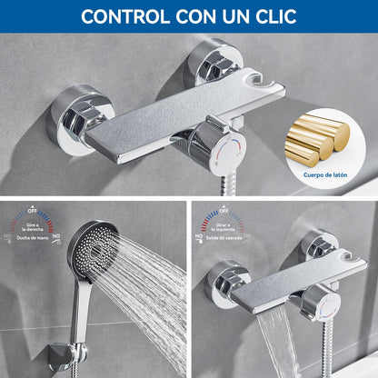 Auralum Badewannenarmatur Wasserfall mit Handbrause - Chrom