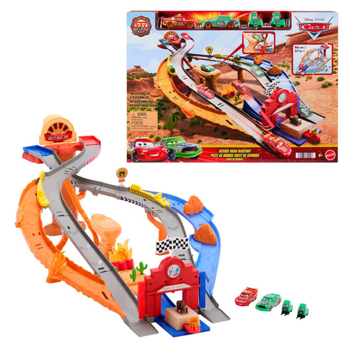 Mattel Disney Pixar Cars Rennen & Retten Rennstrecke Spielset JFL57 mit 4 Fahrzeugen