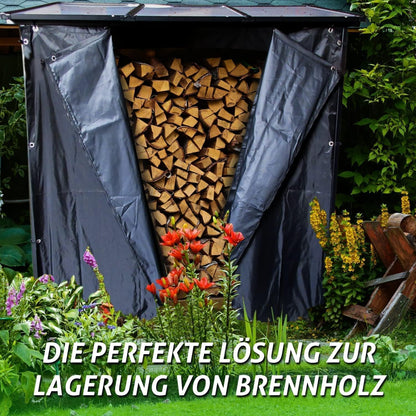 WIELS Metall Kaminholzregal Aussen 185x70x185cm - Mit Wetterschutz