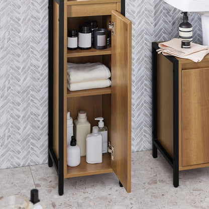 SoBuy BZR62-PF Badezimmer-Hochschrank Vintage – 3 Fächer, 1 Tür