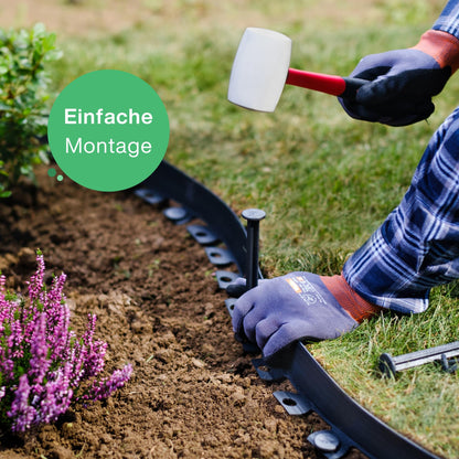 Flexible Rasenkante Kunststoff – 30m x 50mm schwarz, inkl. Anker