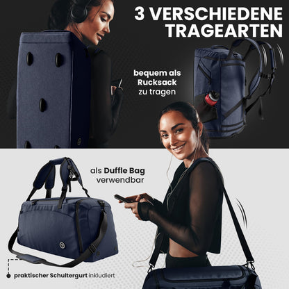 BeMaxx Sporttasche BLU60 mit Rucksackfunktion, 60 L, Blau
